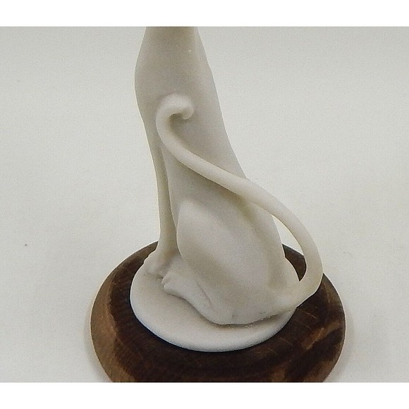 Capodimonte Miniature Siamese Cat Long Neck Bowtie Hand Painted Wooden Base - Picture 9 of 9